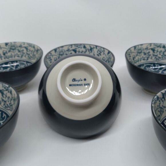 Cheng's Porcelain Footed 5 3/4"D X 2 1/2"H Rice Bowls Set of 6 VGC - Picture 5 of 9